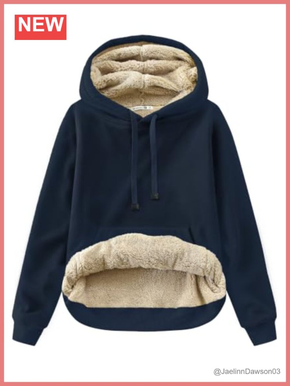 Sherpa Lined Cotton Pullover Hoodie Kangaroo Pocket Winter Warm Sweatshirt